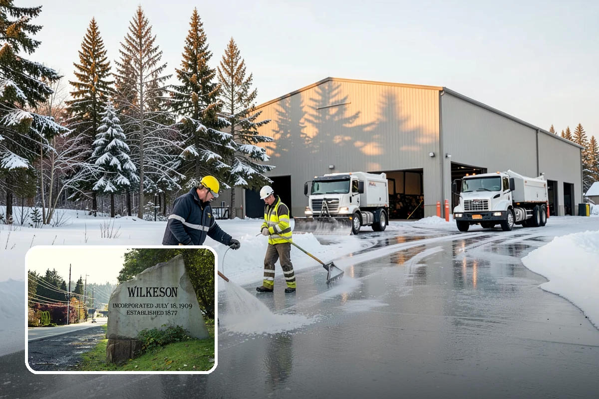 Winter Emergency Response in Wilkeson, Pierce County, WA - Coordinated plowing, shoveling, and deicing in one response