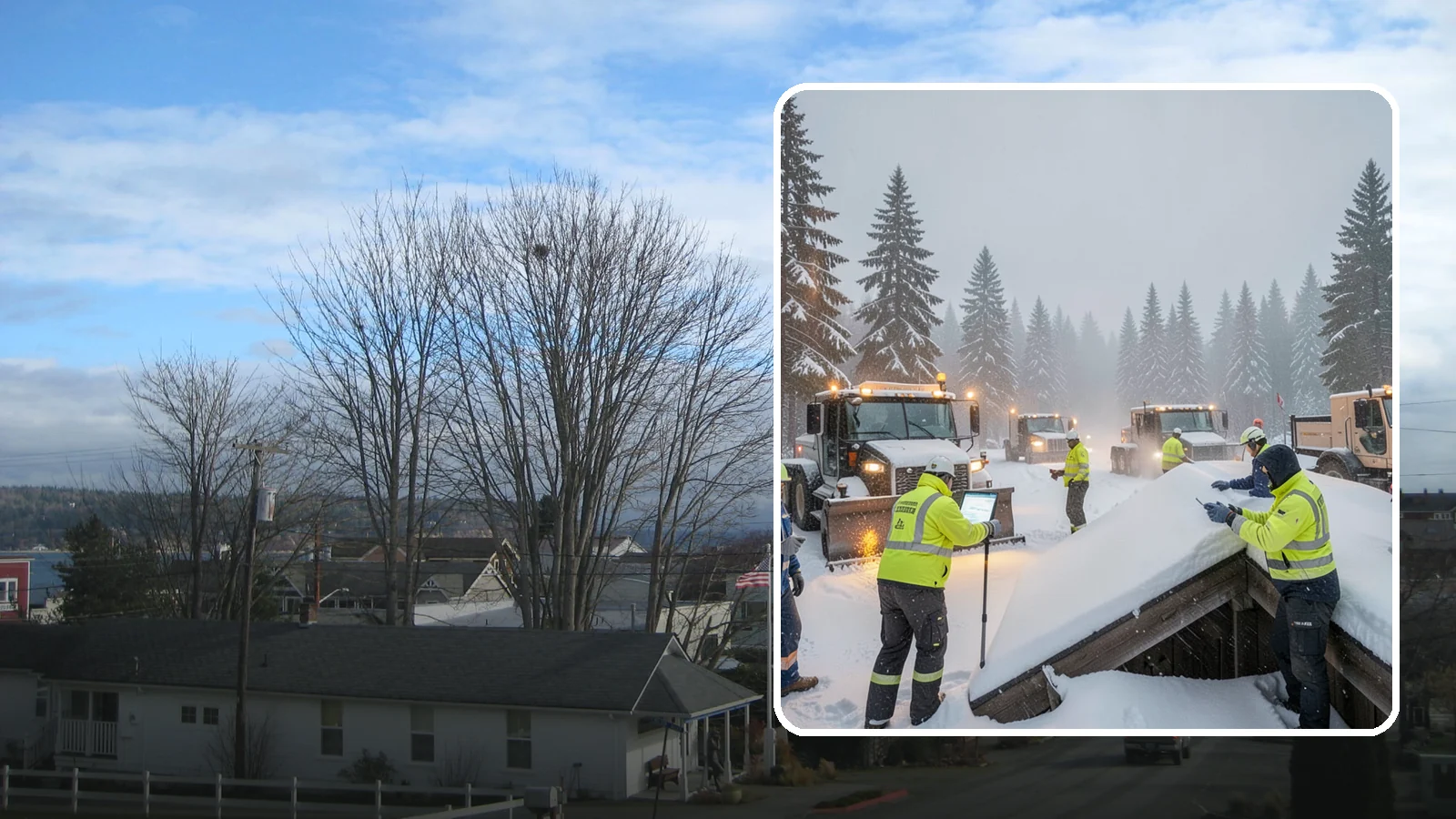 Winter Property Monitoring in Langley, Island County, WA - We monitor your Western Washington property through winter, watching conditions and forecasts to act before problems form.