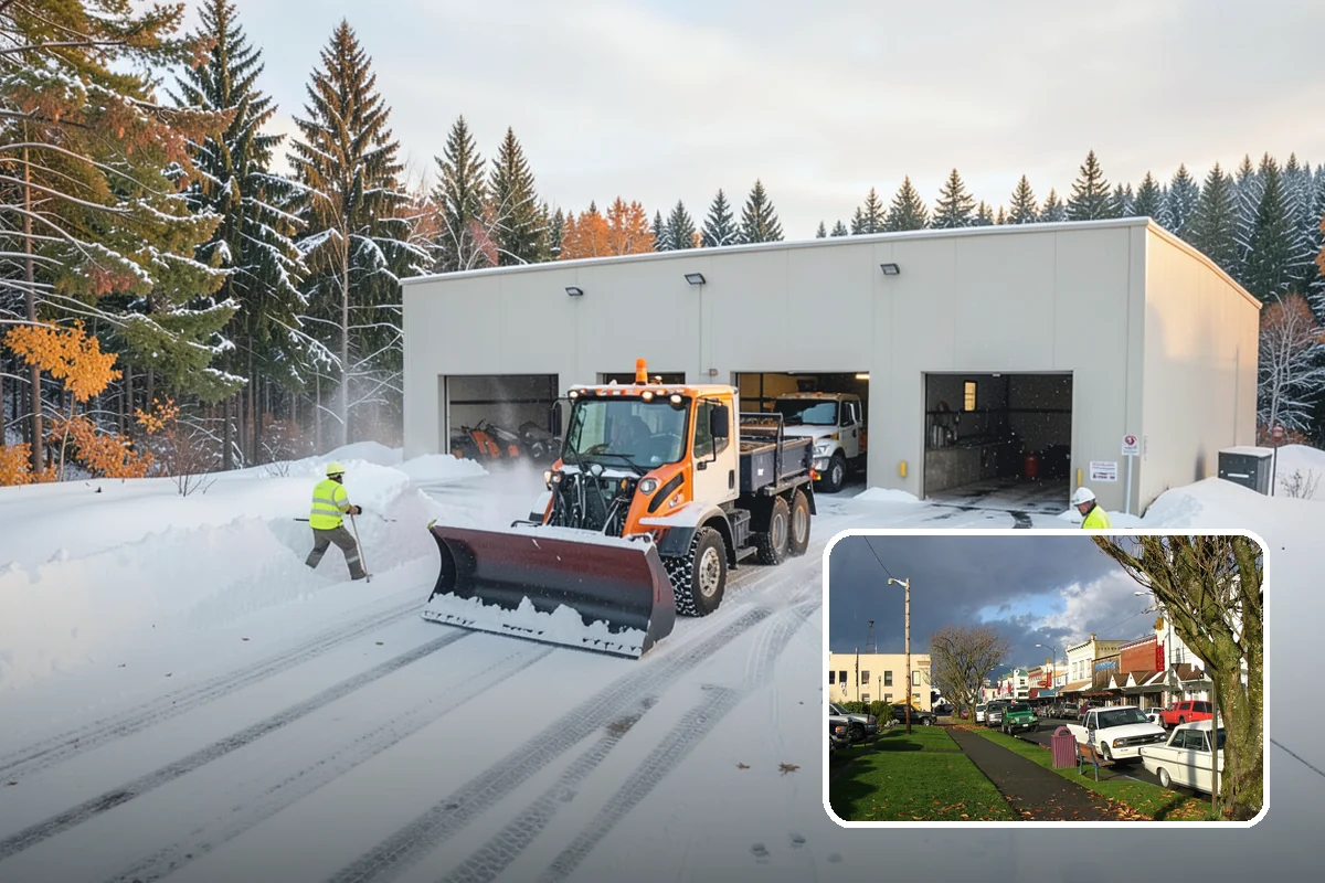 Winter Storm Cleanup in Arlington, Snohomish County, WA - Removal of plow berms and hard-packed leftovers
