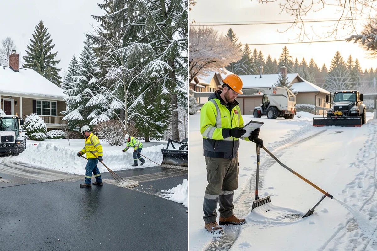 Winter Storm Cleanup in Arlington, Snohomish County, WA - Assess the property for berms, ice, and missed areas