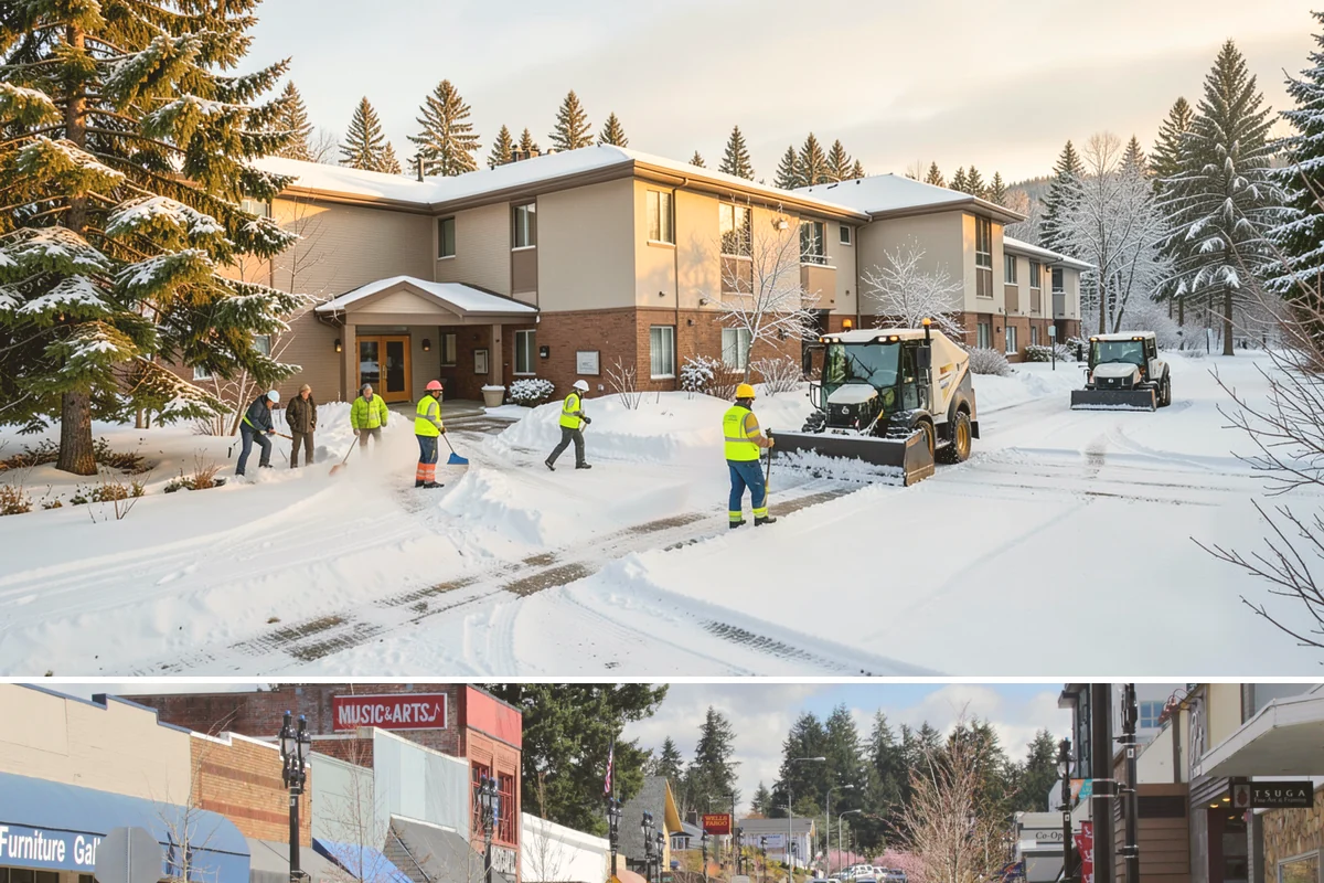 Winter Storm Cleanup in Bothell, King County, WA - Cleanup demand peaks in the days following each significant snowfall from late November through February.
