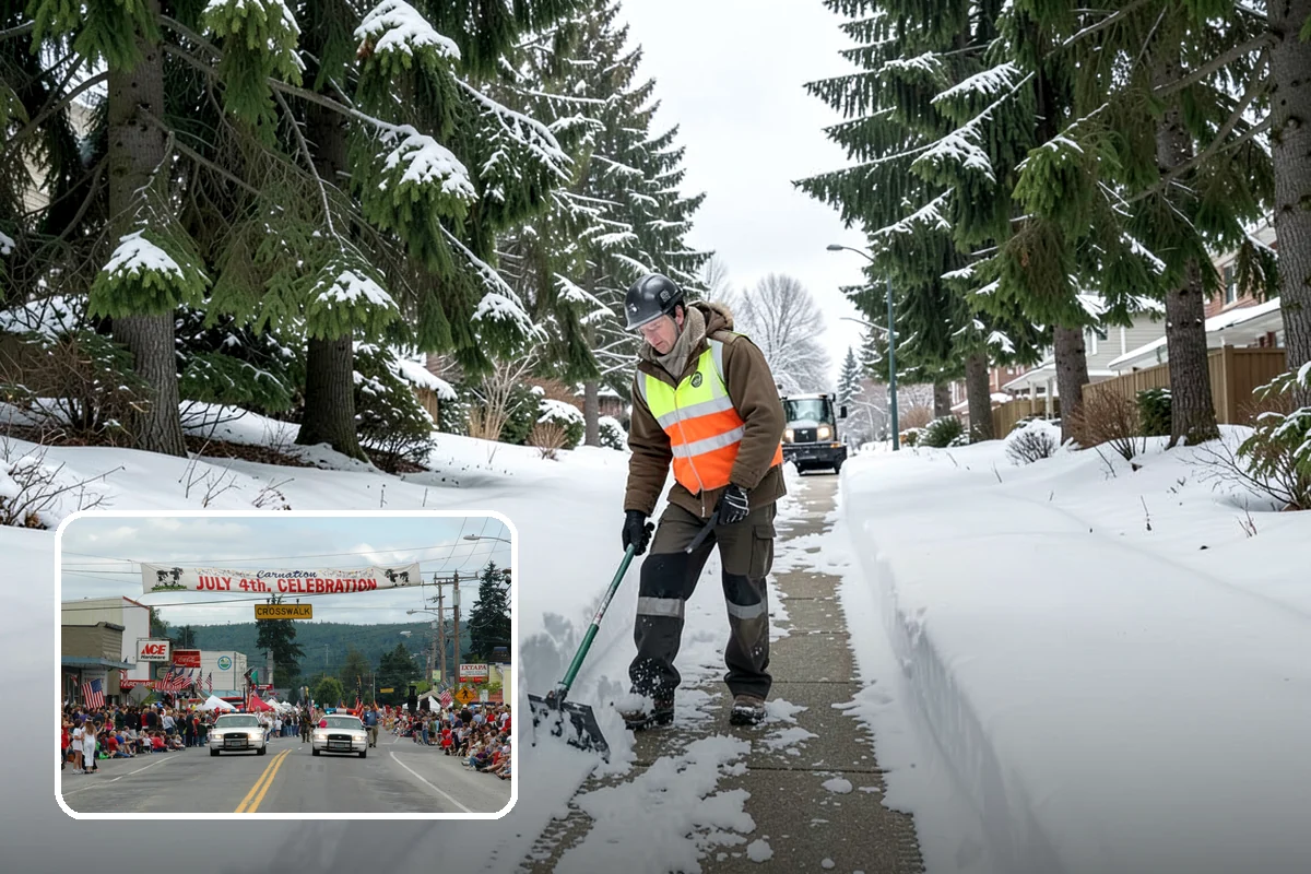Winter Storm Cleanup in Carnation, King County, WA - Removal of plow berms and hard-packed leftovers