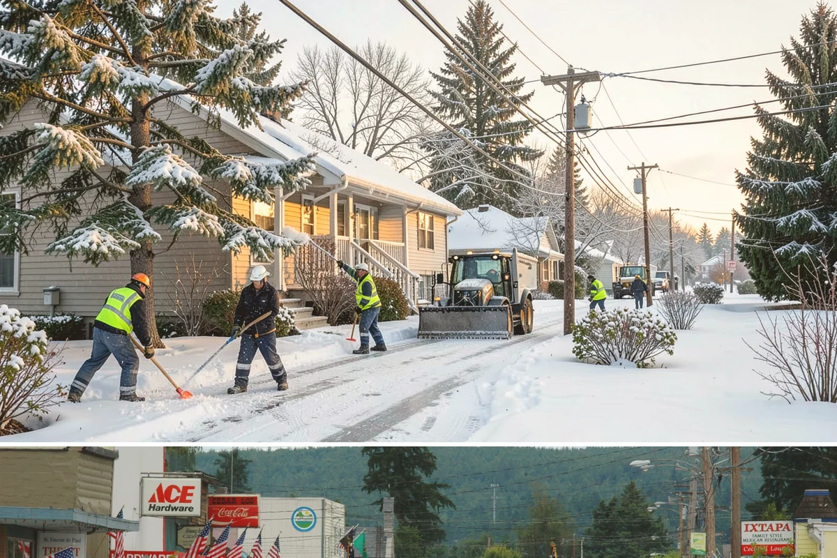 Winter Storm Cleanup in Carnation, King County, WA - Cleanup demand peaks in the days following each significant snowfall from late November through February.