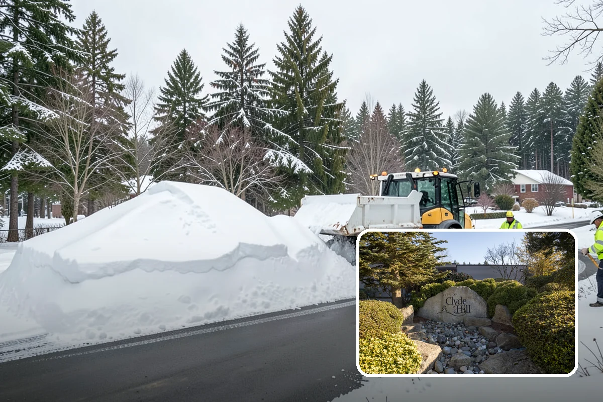 Winter Storm Cleanup in Clyde Hill, King County, WA - Removal of plow berms and hard-packed leftovers