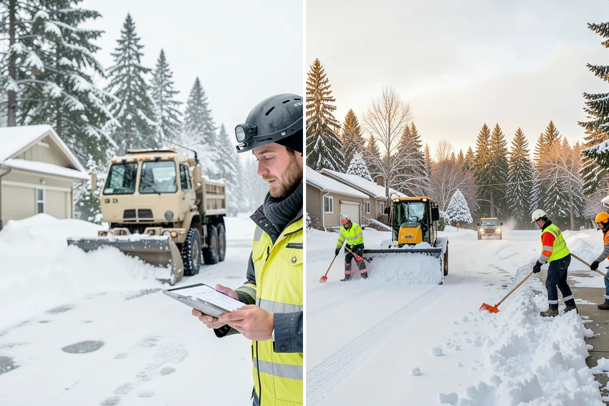 Winter Storm Cleanup in Concrete, Skagit County, WA - Assess the property for berms, ice, and missed areas
