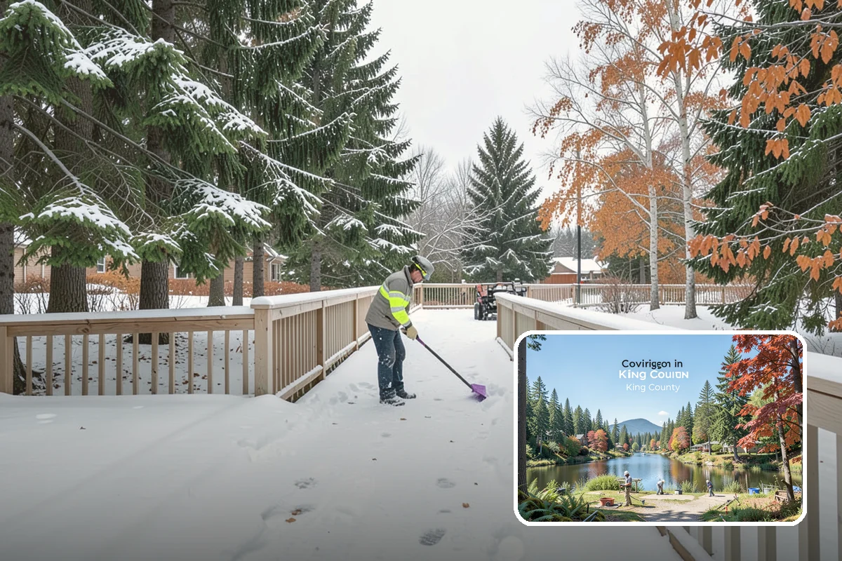 Winter Storm Cleanup in Covington, King County, WA - Removal of plow berms and hard-packed leftovers