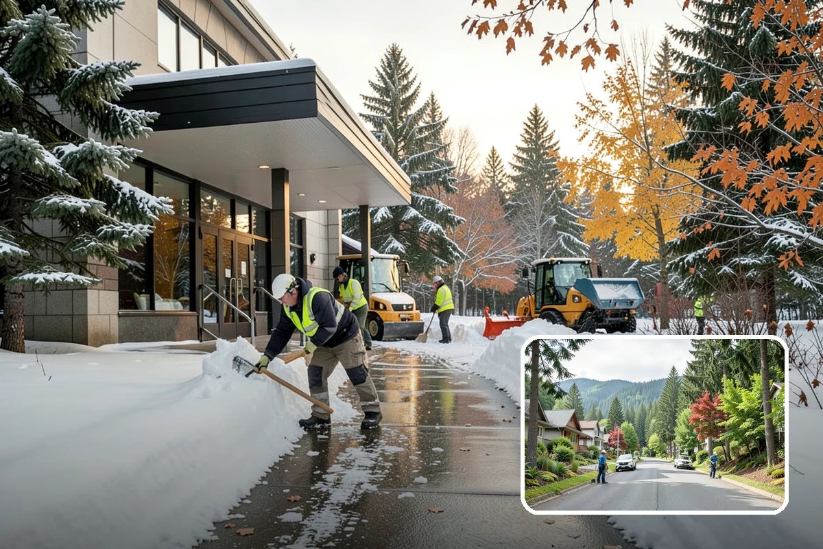 Winter Storm Cleanup in Darrington, Snohomish County, WA - Removal of plow berms and hard-packed leftovers