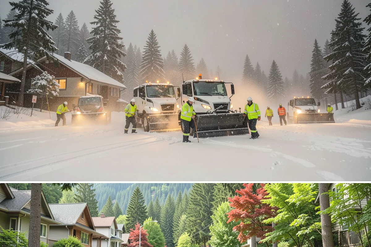 Winter Storm Cleanup in Darrington, Snohomish County, WA - Cleanup demand peaks in the days following each significant snowfall from late November through February.