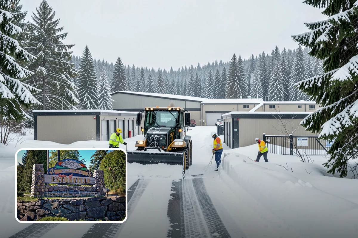 Winter Storm Cleanup in Eatonville, Pierce County, WA - Removal of plow berms and hard-packed leftovers