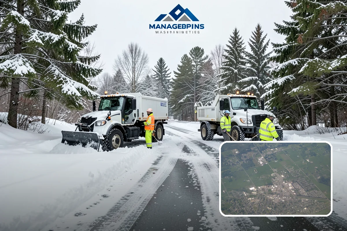 Winter Storm Cleanup in Enumclaw, King County, WA - Removal of plow berms and hard-packed leftovers