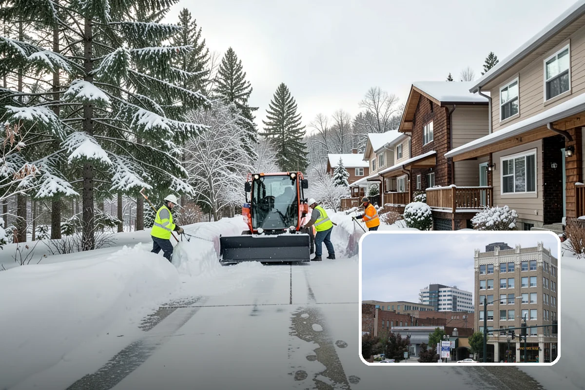 Winter Storm Cleanup in Everett, Snohomish County, WA - Removal of plow berms and hard-packed leftovers