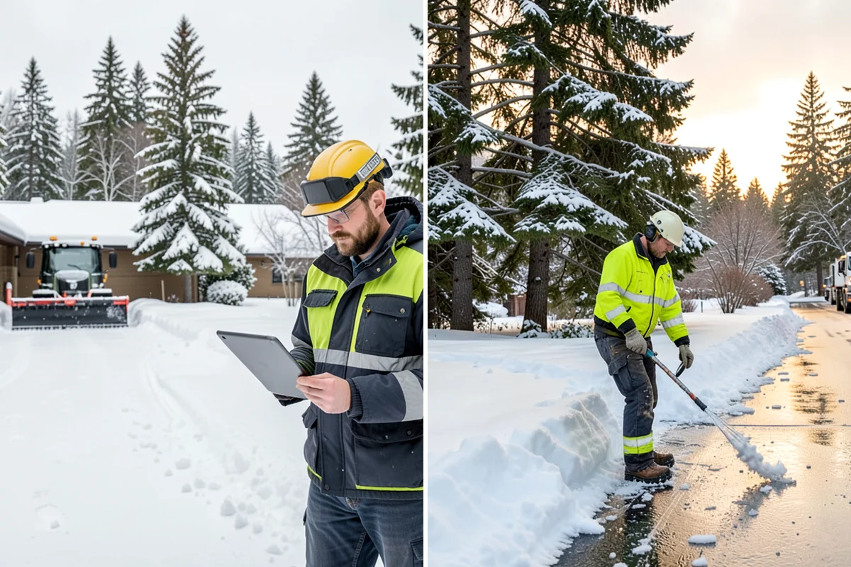 Winter Storm Cleanup in Everett, Snohomish County, WA - Assess the property for berms, ice, and missed areas