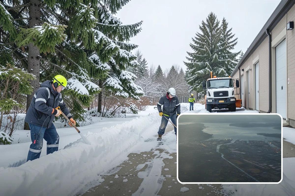Winter Storm Cleanup in Fife, Pierce County, WA - Removal of plow berms and hard-packed leftovers