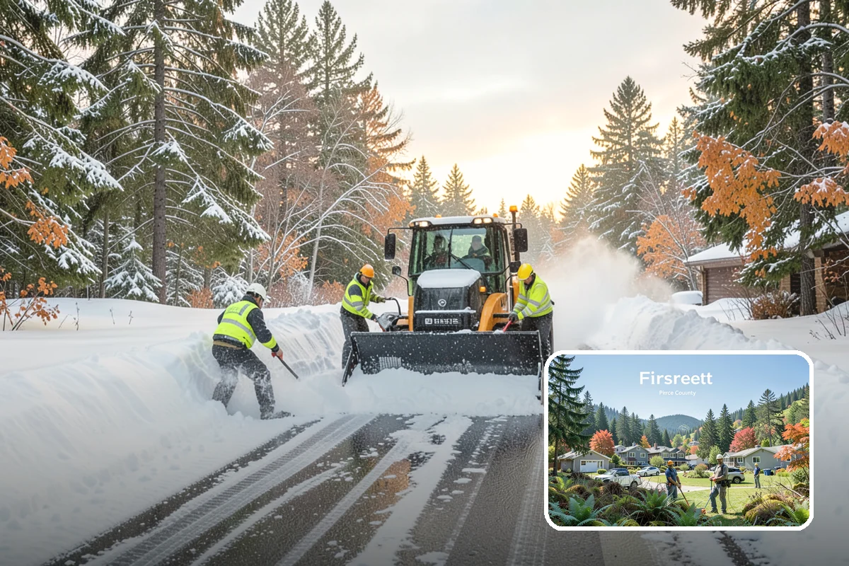 Winter Storm Cleanup in Fircrest, Pierce County, WA - Removal of plow berms and hard-packed leftovers