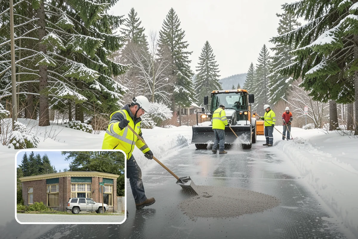 Winter Storm Cleanup in Hamilton, Skagit County, WA - Removal of plow berms and hard-packed leftovers