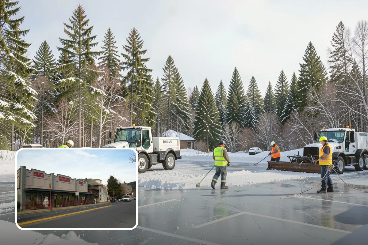 Winter Storm Cleanup in Issaquah, King County, WA - Removal of plow berms and hard-packed leftovers