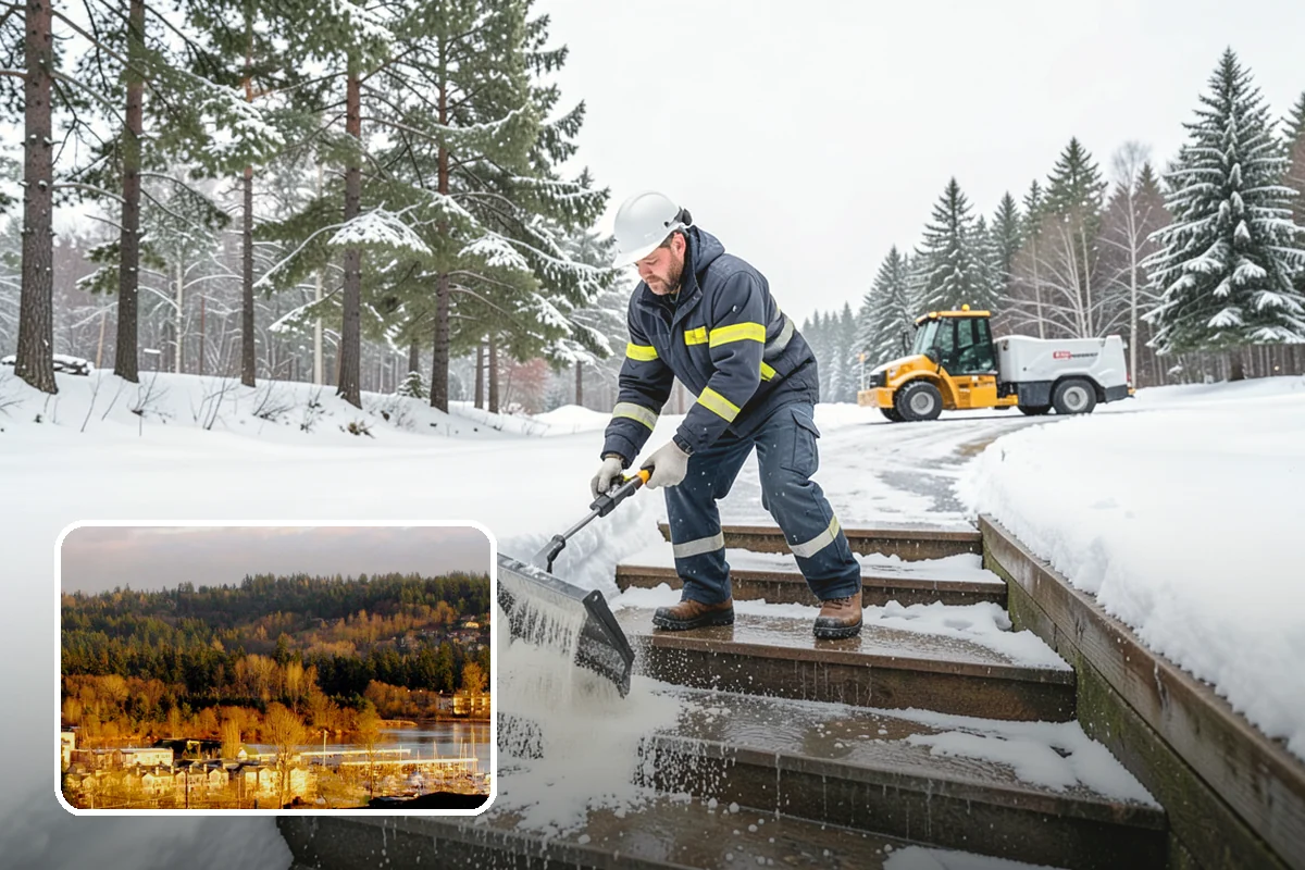 Winter Storm Cleanup in Kenmore, King County, WA - Removal of plow berms and hard-packed leftovers