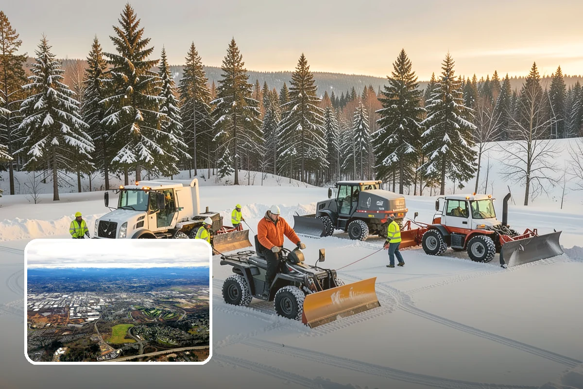 Winter Storm Cleanup in Kent, King County, WA - Removal of plow berms and hard-packed leftovers