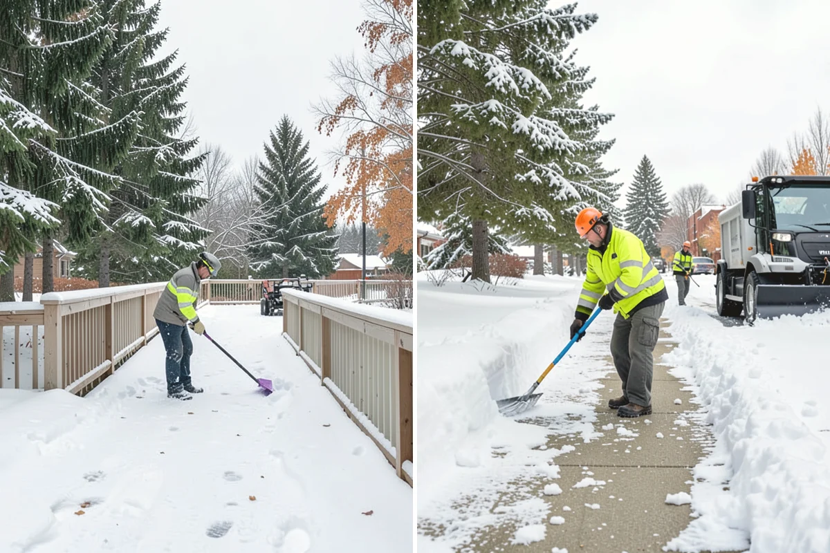 Winter Storm Cleanup in La Conner, Skagit County, WA - Assess the property for berms, ice, and missed areas