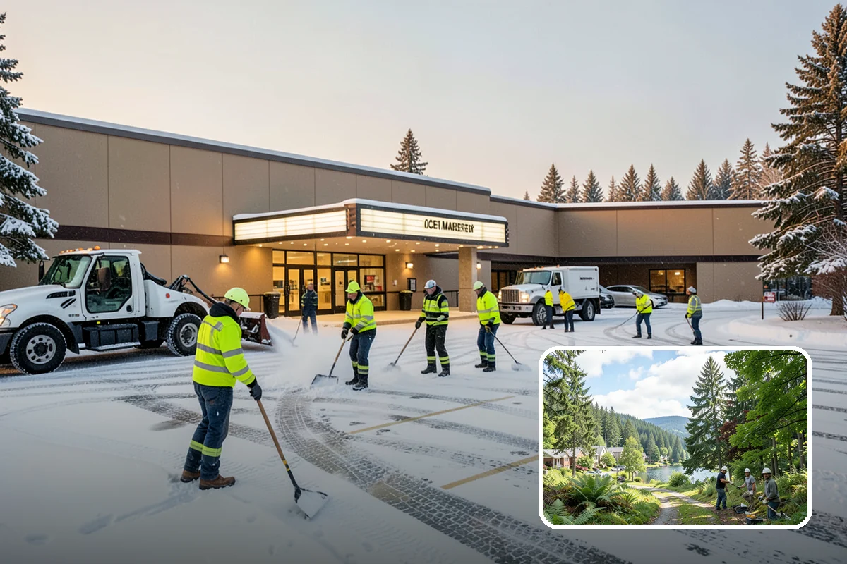 Winter Storm Cleanup in Lake Forest Park, King County, WA - Removal of plow berms and hard-packed leftovers