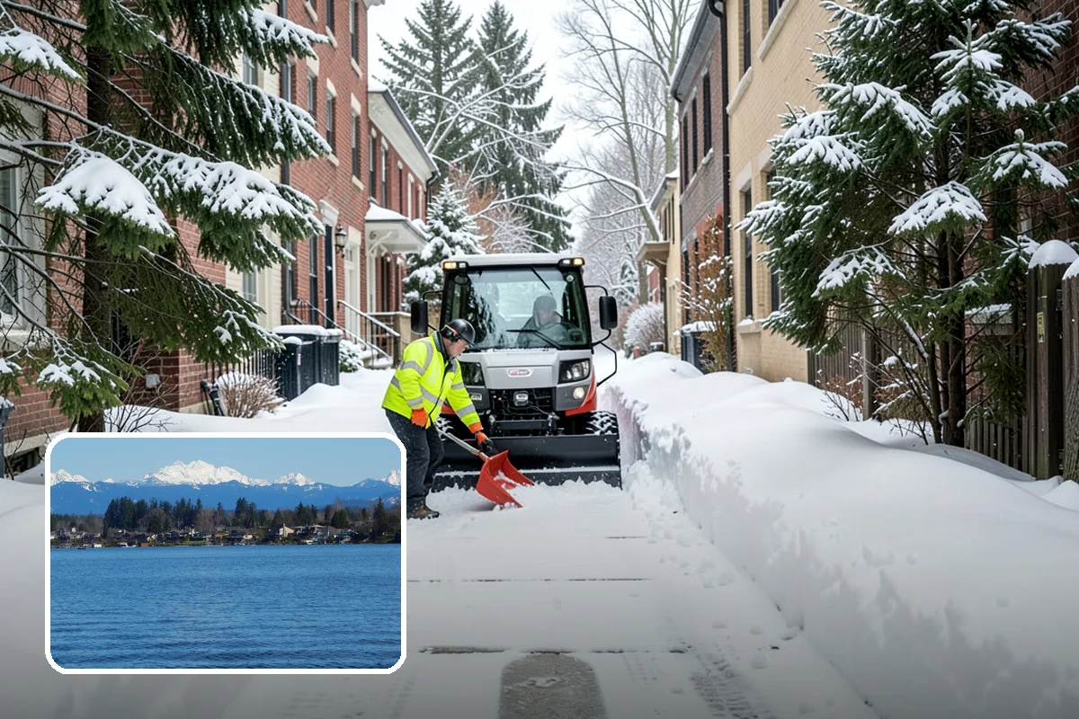 Winter Storm Cleanup in Lake Stevens, Snohomish County, WA - Removal of plow berms and hard-packed leftovers