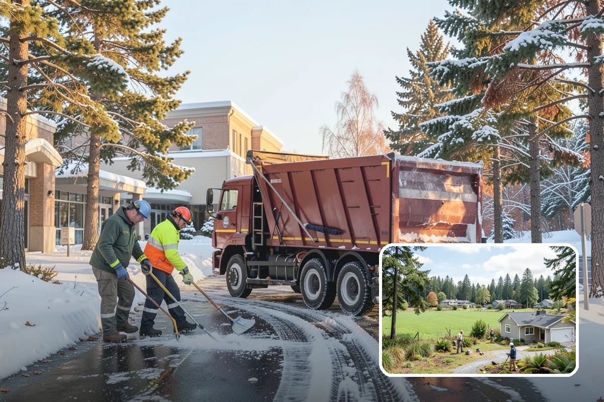 Winter Storm Cleanup in Lyman, Skagit County, WA - Removal of plow berms and hard-packed leftovers