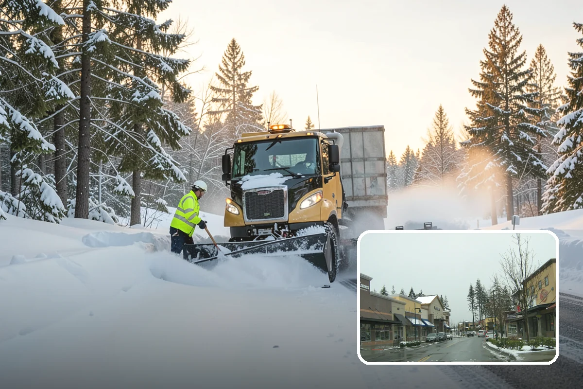 Winter Storm Cleanup in Mill Creek, Snohomish County, WA - Removal of plow berms and hard-packed leftovers