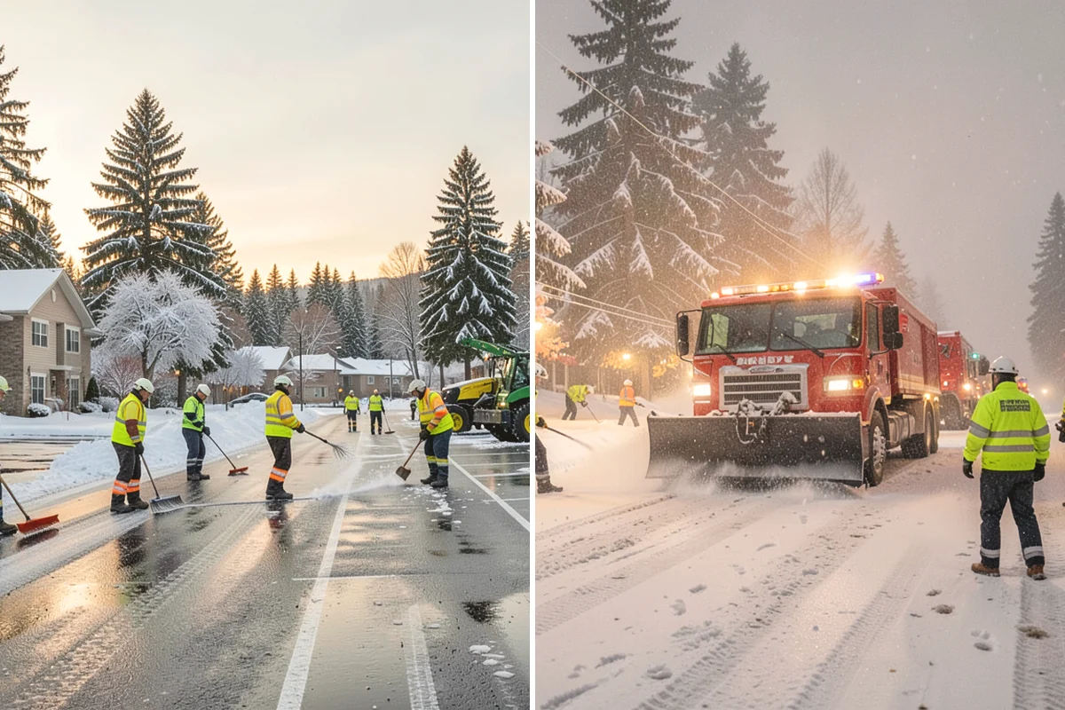 Winter Storm Cleanup in Mill Creek, Snohomish County, WA - Assess the property for berms, ice, and missed areas