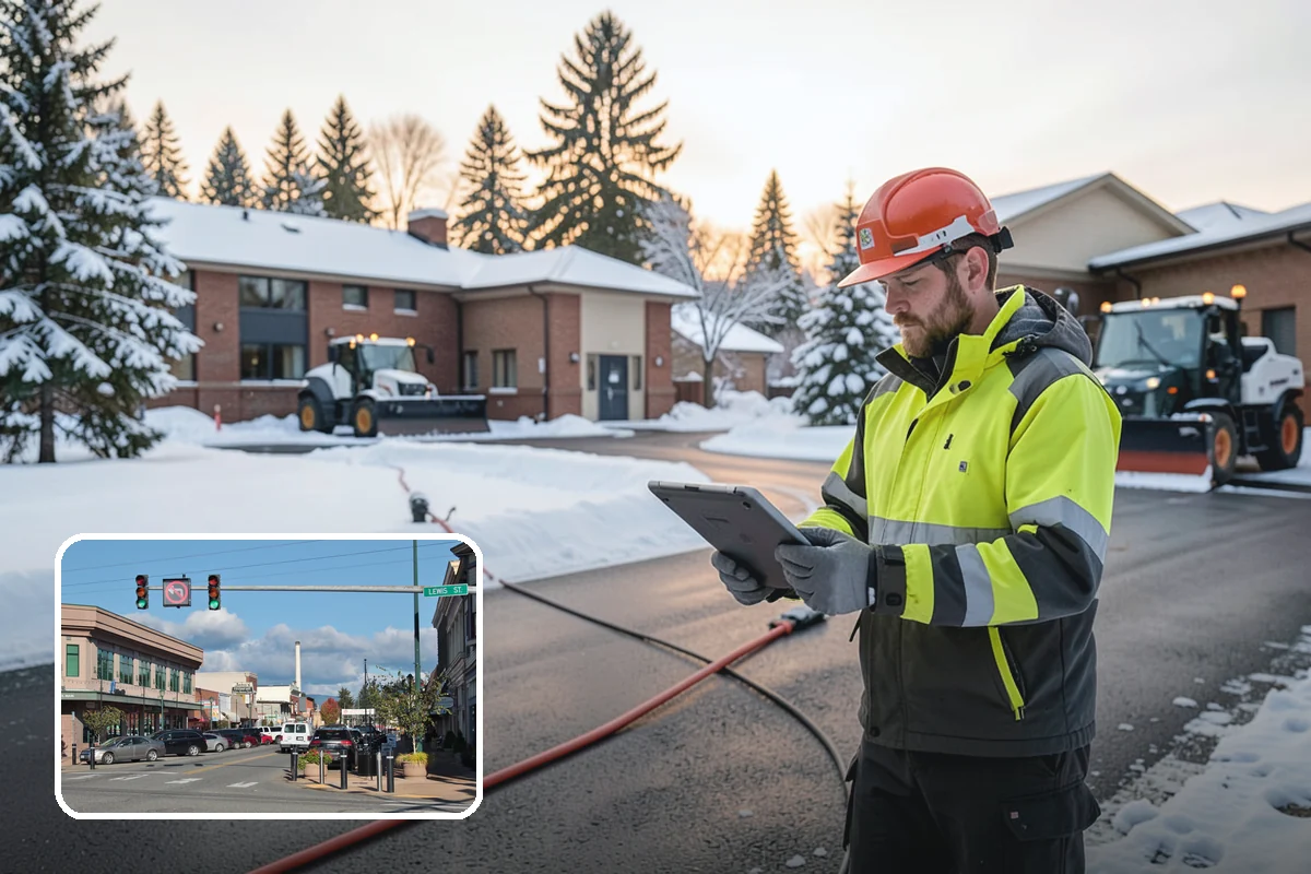 Winter Storm Cleanup in Monroe, Snohomish County, WA - Removal of plow berms and hard-packed leftovers