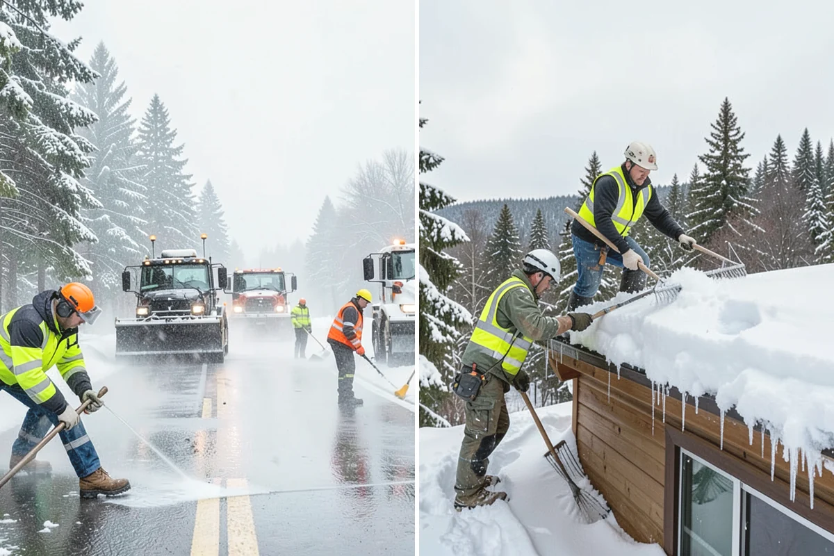 Winter Storm Cleanup in Monroe, Snohomish County, WA - Assess the property for berms, ice, and missed areas