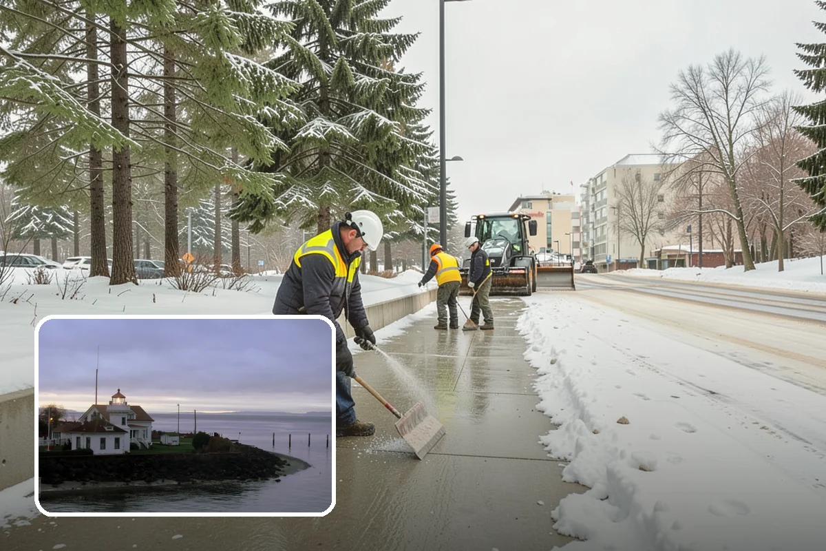 Winter Storm Cleanup in Mukilteo, Snohomish County, WA - Removal of plow berms and hard-packed leftovers
