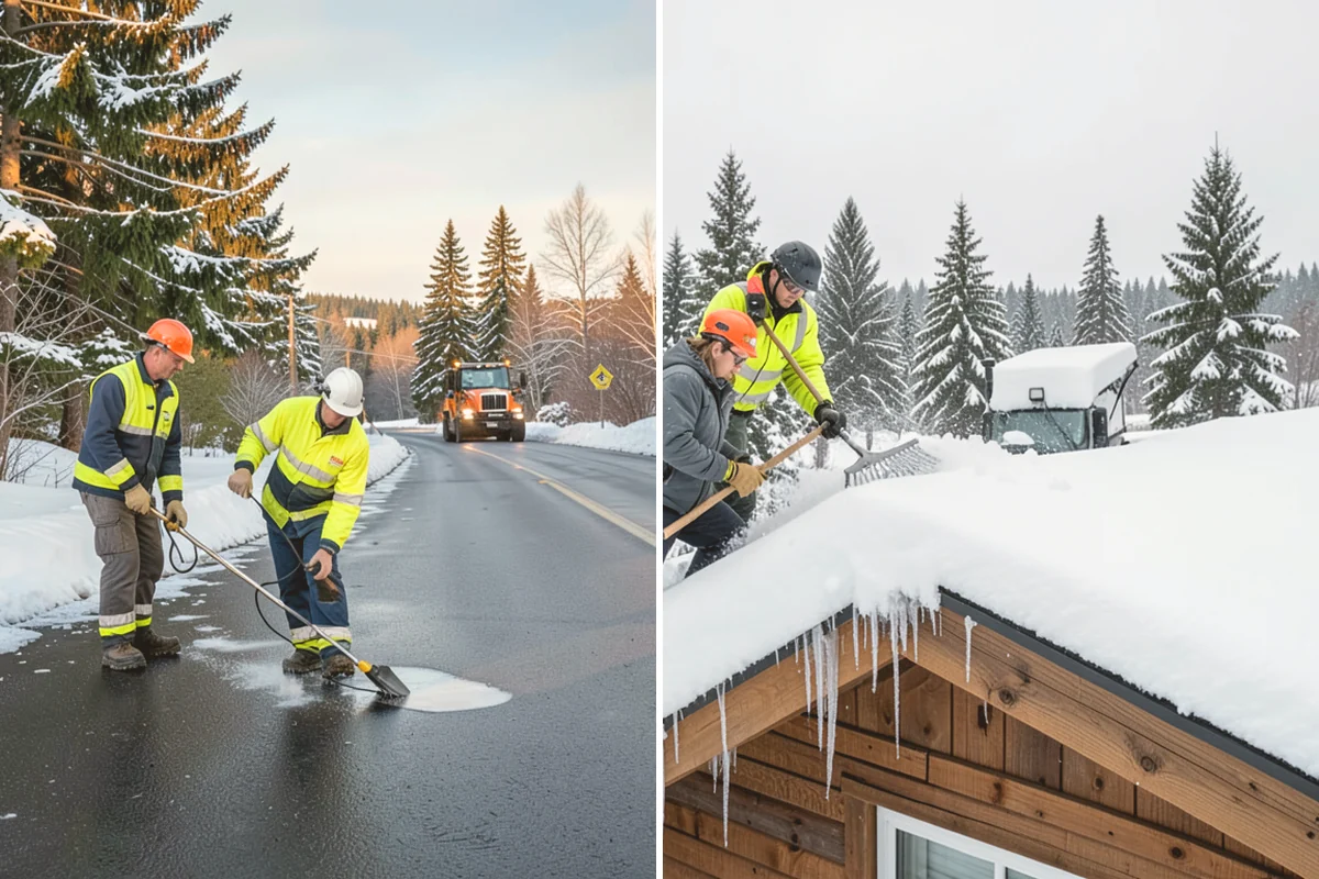Winter Storm Cleanup in Newcastle, King County, WA - Assess the property for berms, ice, and missed areas