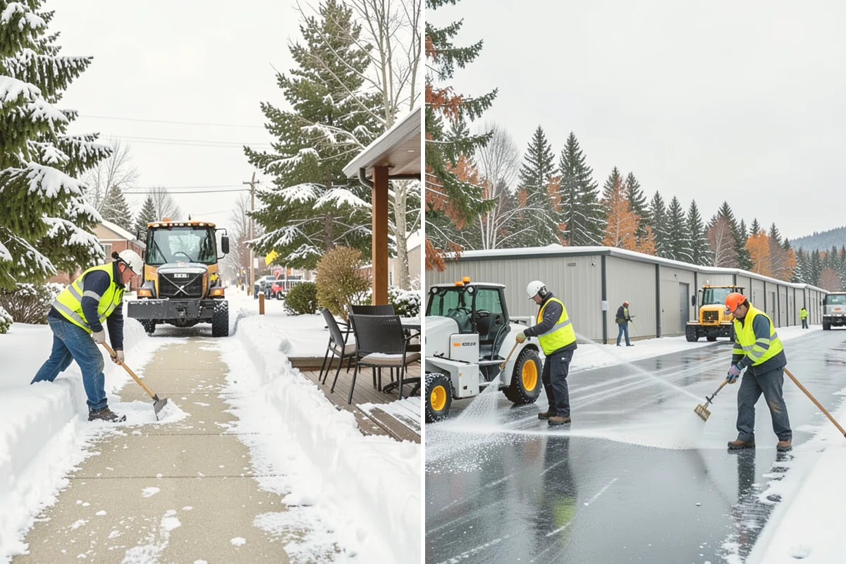 Winter Storm Cleanup in Orting, Pierce County, WA - Assess the property for berms, ice, and missed areas