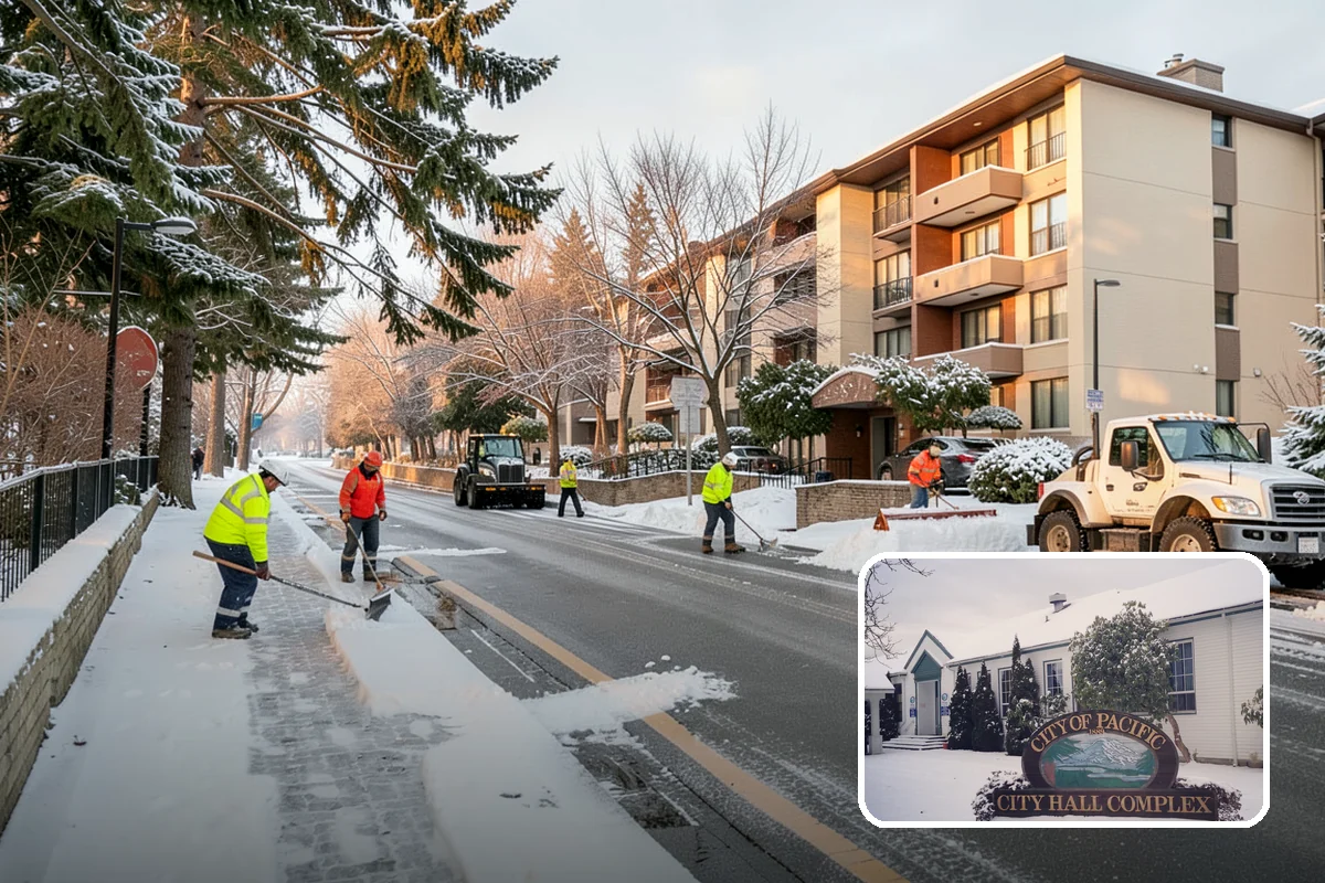 Winter Storm Cleanup in Pacific, King County, WA - Removal of plow berms and hard-packed leftovers