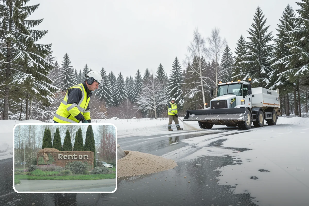 Winter Storm Cleanup in Renton, King County, WA - Removal of plow berms and hard-packed leftovers