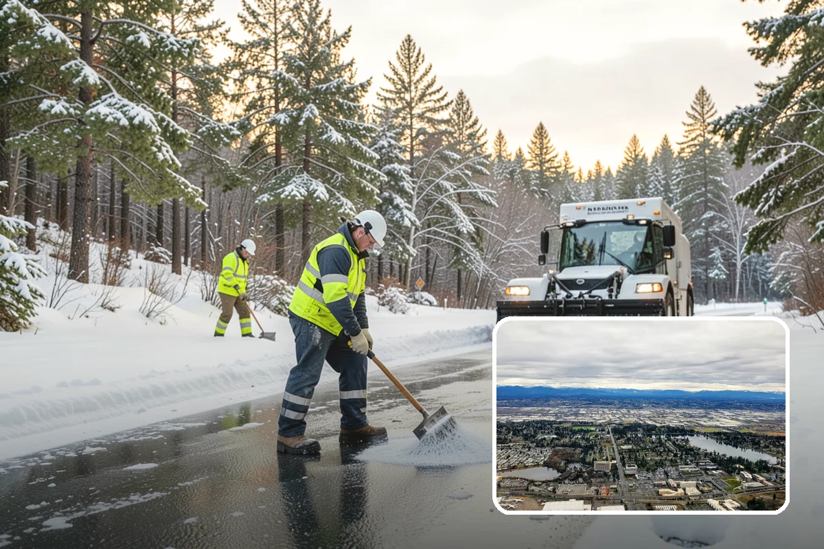 Winter Storm Cleanup in SeaTac, King County, WA - Removal of plow berms and hard-packed leftovers