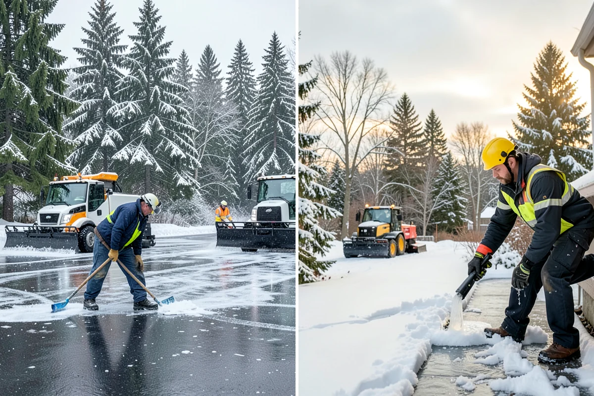 Winter Storm Cleanup in SeaTac, King County, WA - Assess the property for berms, ice, and missed areas