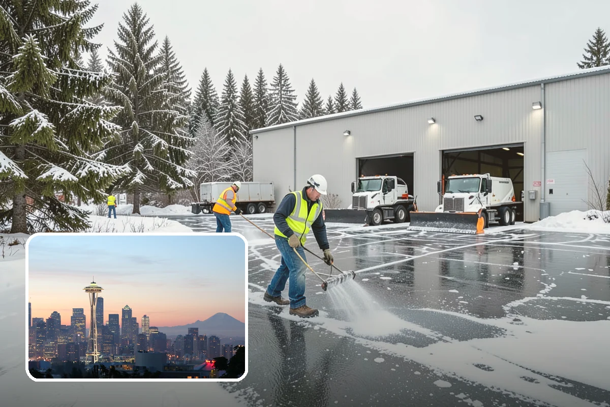 Winter Storm Cleanup in Seattle, King County, WA - Removal of plow berms and hard-packed leftovers