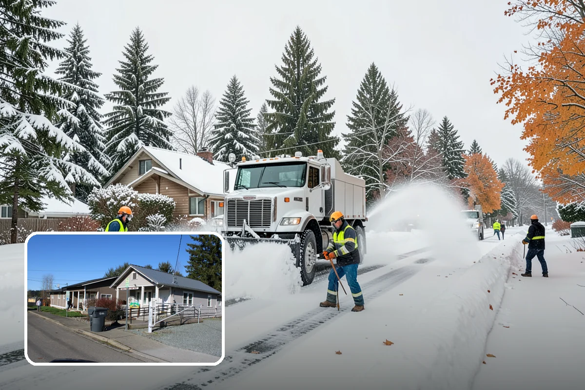 Winter Storm Cleanup in South Prairie, Pierce County, WA - Removal of plow berms and hard-packed leftovers