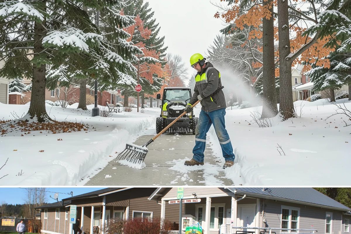 Winter Storm Cleanup in South Prairie, Pierce County, WA - Cleanup demand peaks in the days following each significant snowfall from late November through February.