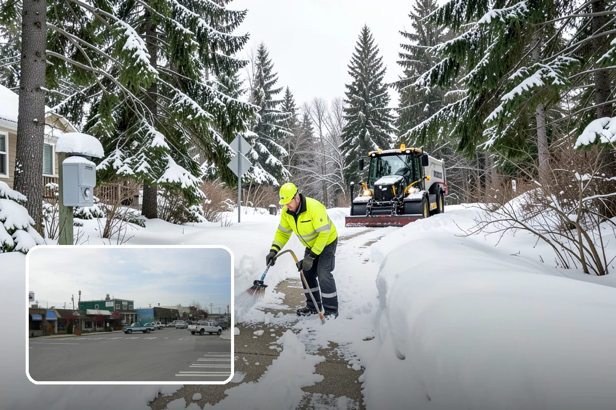 Winter Storm Cleanup in Stanwood, Snohomish County, WA - Removal of plow berms and hard-packed leftovers