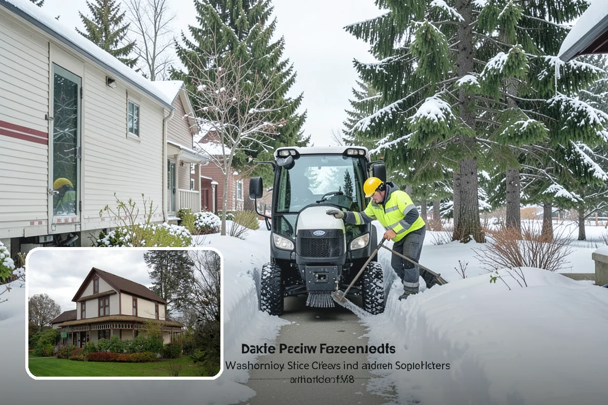 Winter Storm Cleanup in Sumner, Pierce County, WA - Removal of plow berms and hard-packed leftovers