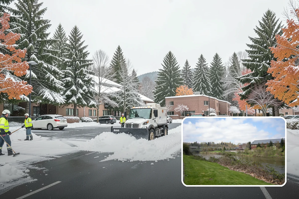 Winter Storm Cleanup in Tukwila, King County, WA - Removal of plow berms and hard-packed leftovers