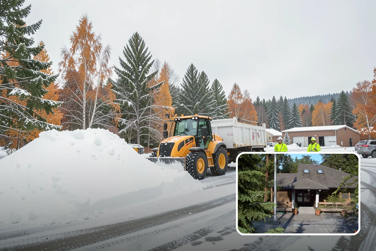 Winter Storm Cleanup in Yarrow Point, King County, WA - Removal of plow berms and hard-packed leftovers