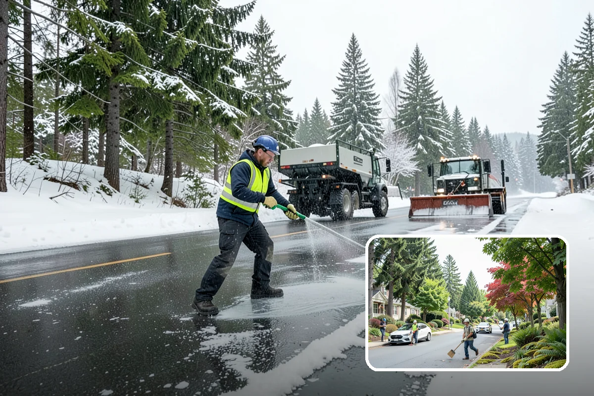 Zero-Tolerance Snow Service in Beaux Arts Village, King County, WA - Surfaces held bare throughout the entire storm