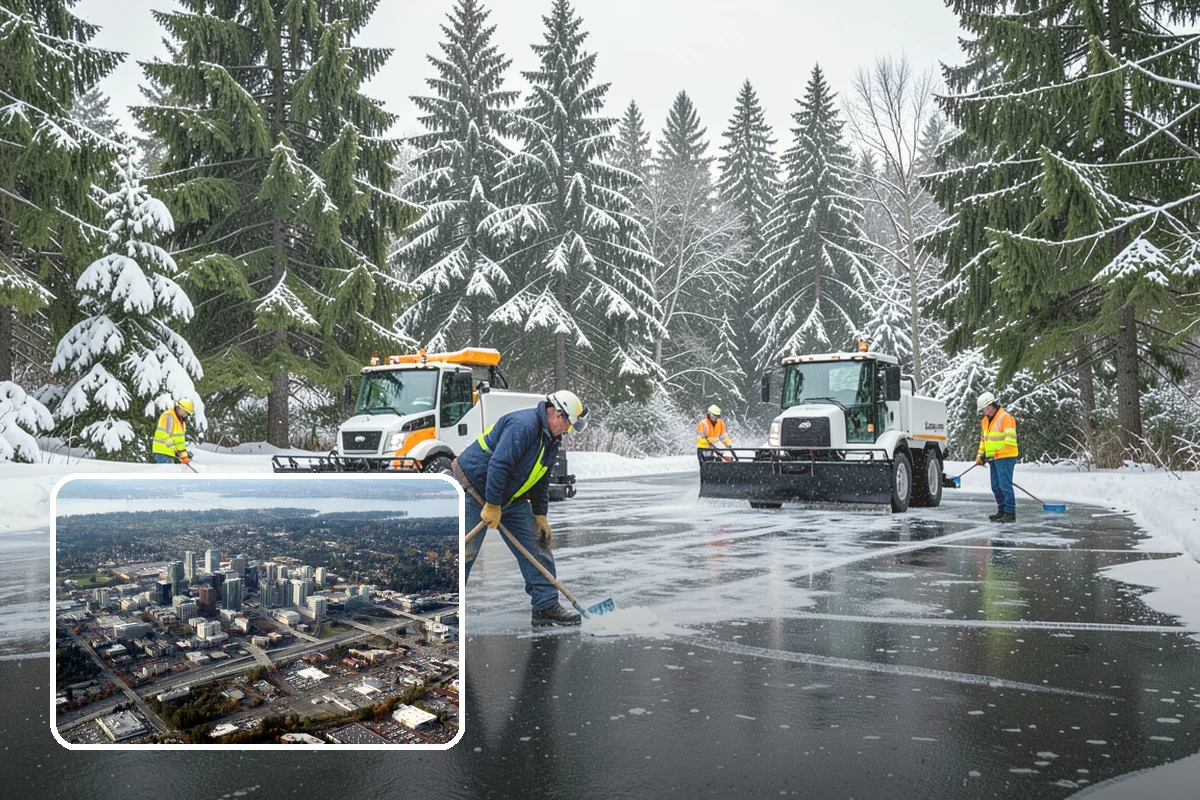 Zero-Tolerance Snow Service in Bellevue, King County, WA - Surfaces held bare throughout the entire storm