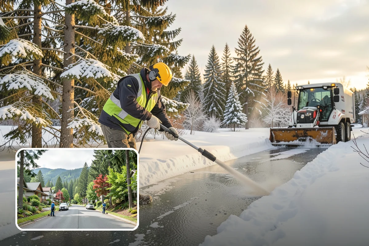 Zero-Tolerance Snow Service in Darrington, Snohomish County, WA - Surfaces held bare throughout the entire storm