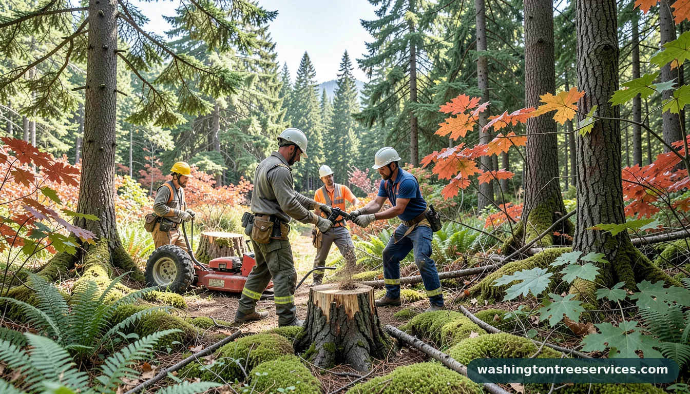 affordable stump grinding - tree service equipment and crew in Washington