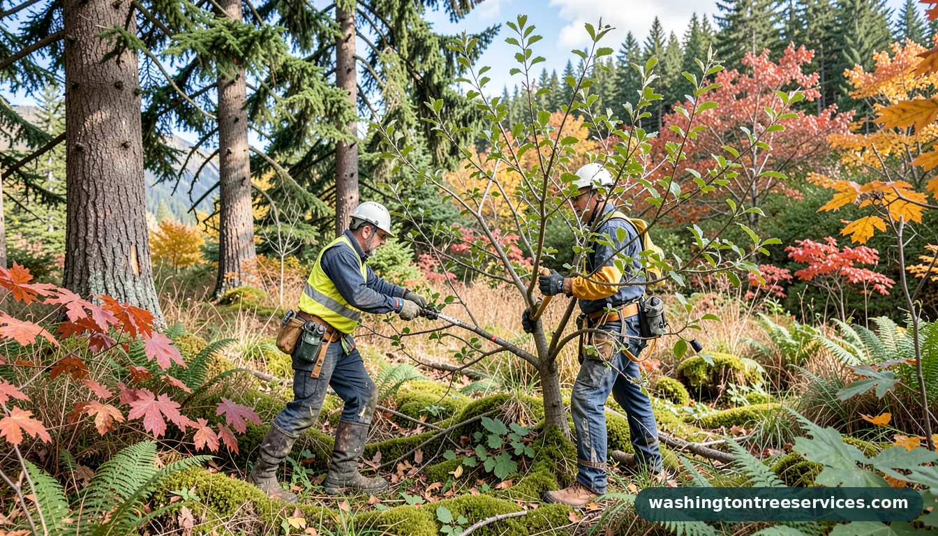 apple tree pruning mistakes - tree service equipment and crew in Washington
