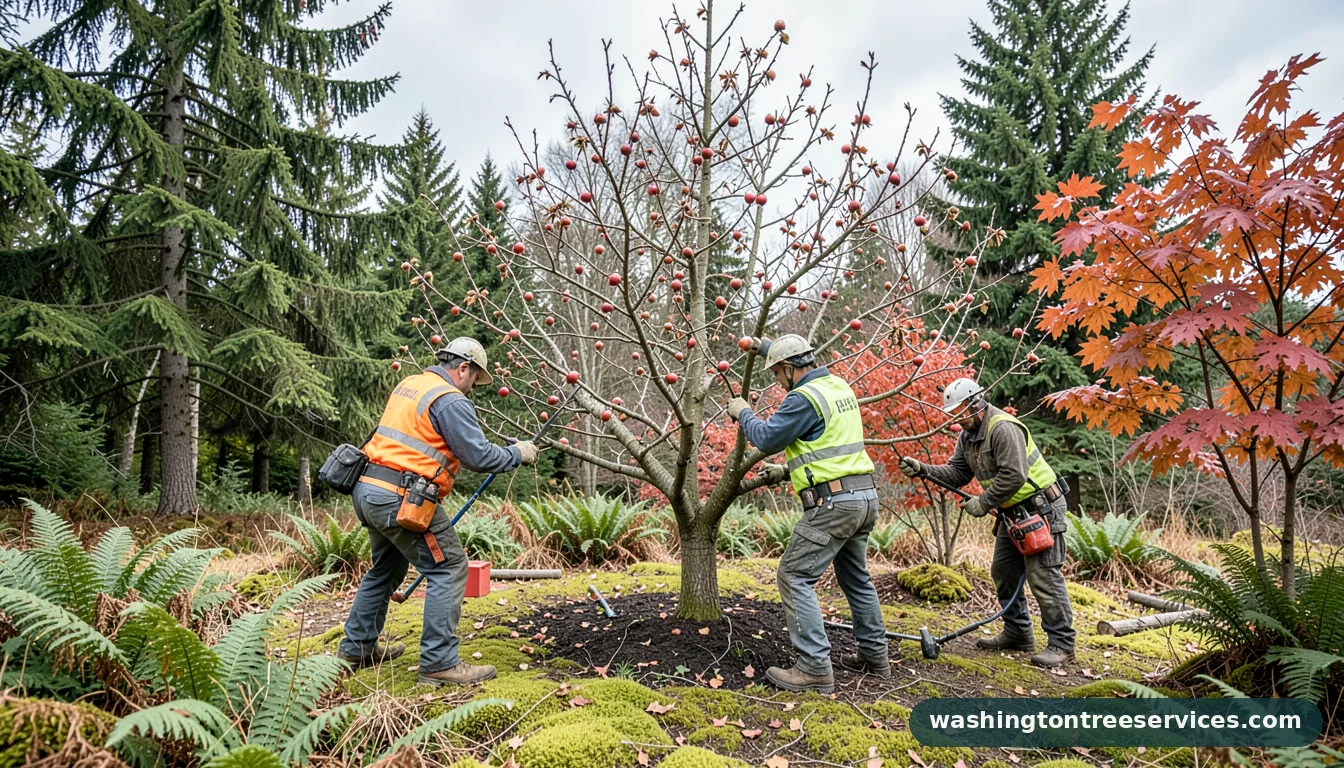 Completed apple tree pruning winter project by Washington Tree Services apple tree pruning winter - completed tree work by Washington Tree Services